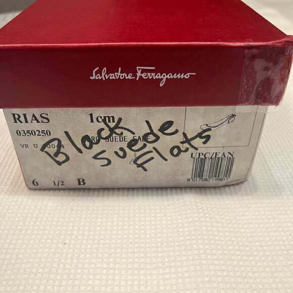 Salvatore Ferragamo RIAS Black Suede Ballet Flats, 6 1/2 B - Picture 11 of 12